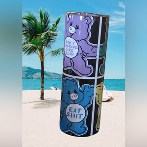 I Don't Care Bear Colorful Tumbler NIB